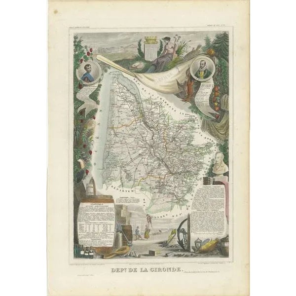 This original hand-colored map is from the "Atlas National Illustré," a work by Victor Levasseur, a French geographer and...