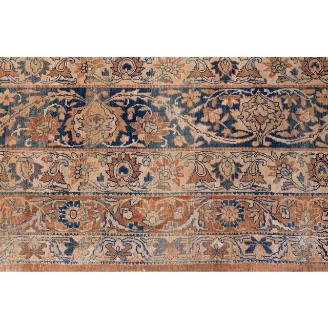 Persian 1920s Persian Kirman Botanic Beige, Brown, Black Handmade Wool Rug For Sale - Image 3 of 10