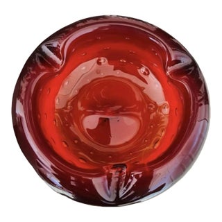 Italian Murano Ashtray With Controlled Bubble, Circa 1950’s For Sale