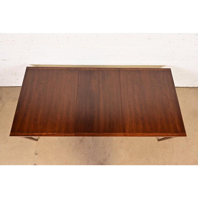 1950s John Van Koert for Drexel Mid-Century Modern Sculpted Walnut Extension Dining Table, Newly Refinished For Sale - Image 5 of 12