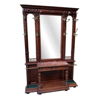 Antique Art Nouveau Walnut Wardrobe, 1900 For Sale