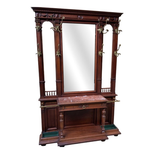 Antique Art Nouveau Walnut Wardrobe, 1900 For Sale