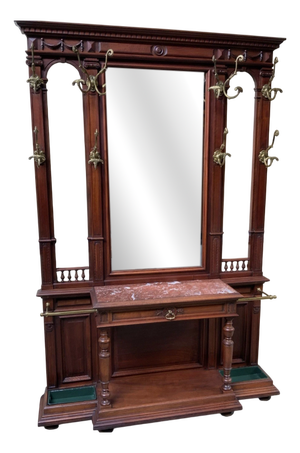 Antique Art Nouveau Walnut Wardrobe, 1900