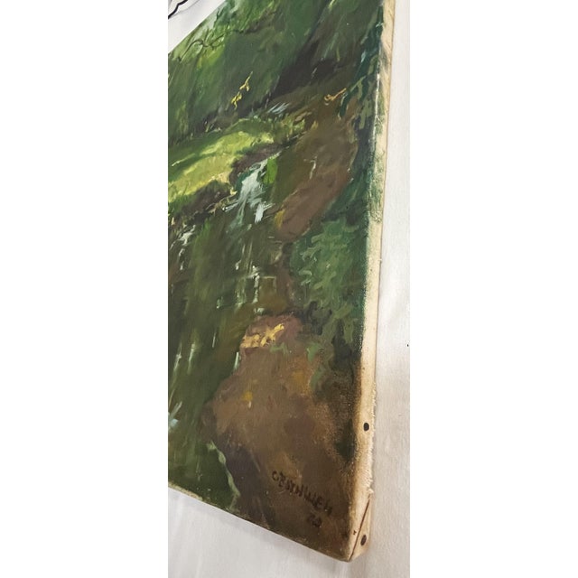 Traditional Original Signed Landscape Oil Painting on Canvas 1930's For Sale - Image 3 of 12