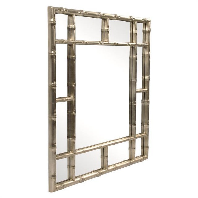 Our Bamboo Mirror features a square frame fashioned to look like bamboo rods. It is then finished in our silver finish....
