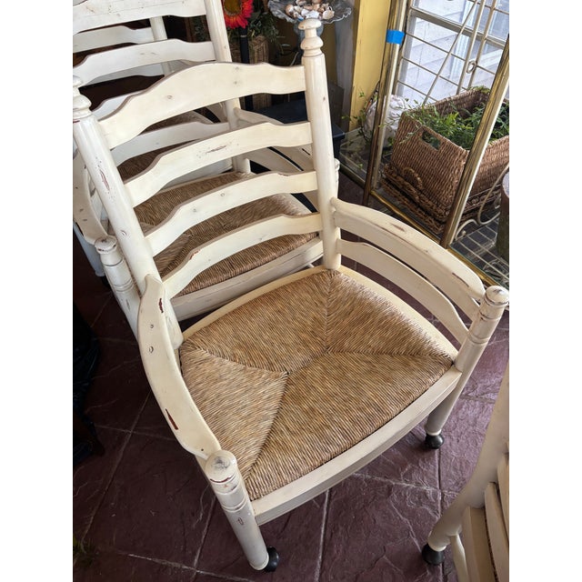 1990s Set of 4 Ladder Back French Country Roller Chairs For Sale - Image 4 of 11
