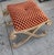 Red Nancy Corzine Saber Leg Giltwood X Bench W Red Silk Cut Velvet Fabric For Sale - Image 8 of 8