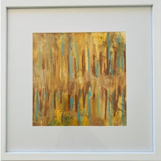 "Summer Grass" Contemporary Original Abstract Landscape Mixed-Media Drawing by Stephanie Cate, Framed For Sale