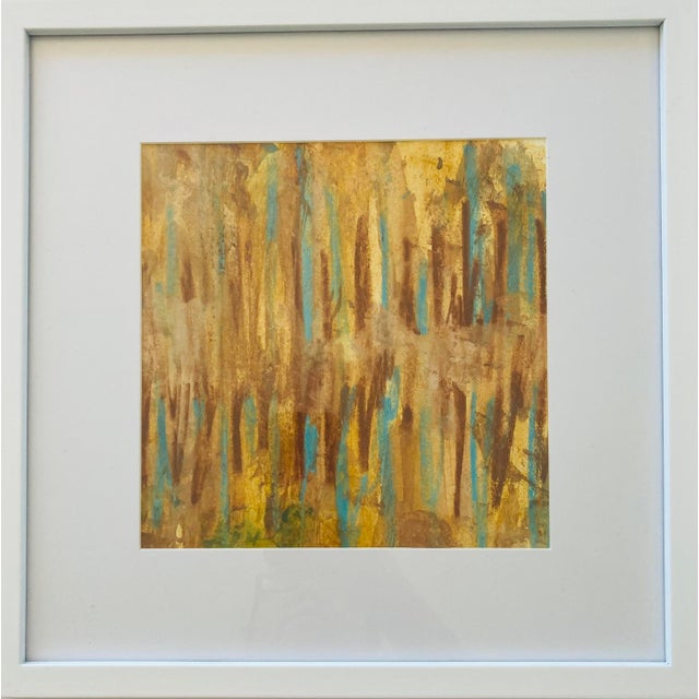 "Summer Grass" Contemporary Original Abstract Landscape Mixed-Media Drawing by Stephanie Cate, Framed For Sale