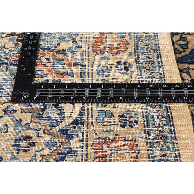 Taupe Antique Persian Mashhad Rug, 12'09 X 14'11 For Sale - Image 8 of 11