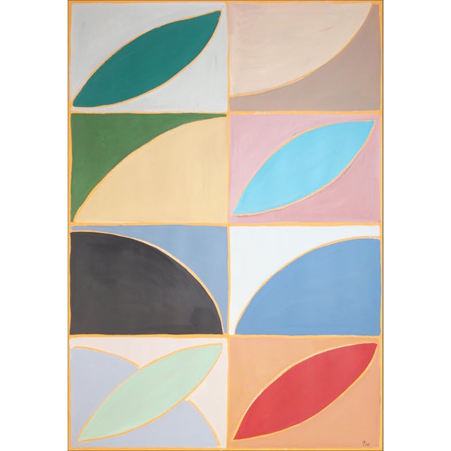 2020s 2026, Geometric Astronomy Triptych, Modern Bauhaus Tiles, Modern Floral Axis I, Acrylic Paint on Watercolor Paper, 2026 For Sale - Image 5 of 11
