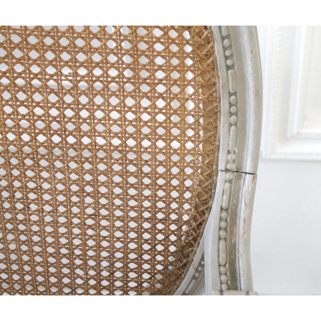 19th Century Painted Sheild Back Ribbon Carved Cane Open Armchairs For Sale - Image 10 of 13