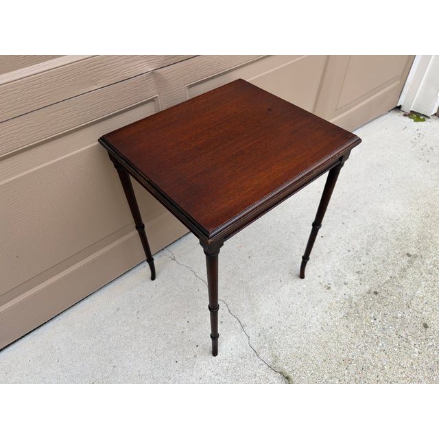 Mid-20th Century Regency-Style Mahogany Faux Bamboo Drinks Table For Sale In South Bend - Image 6 of 12