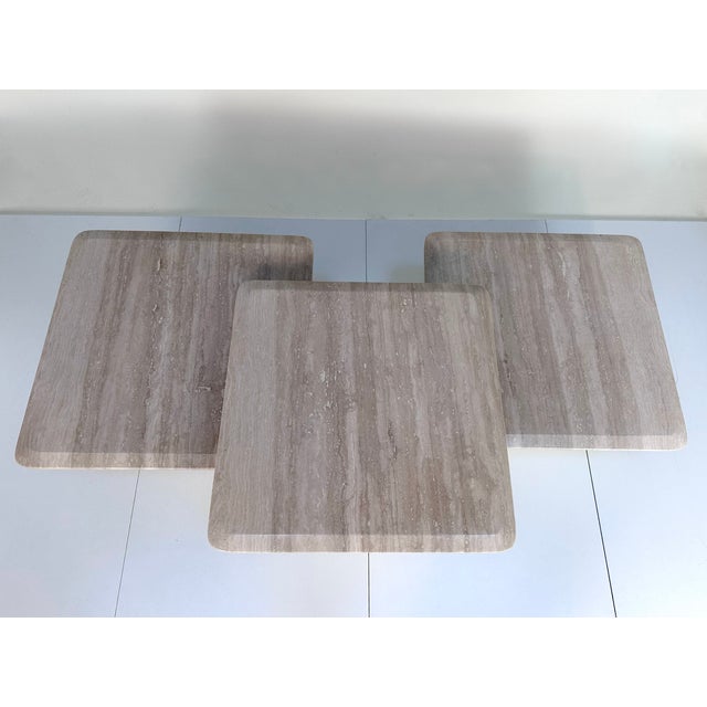 Italian Brutalist Travertine Stone Side or End Tables, 1970s, Set of 3 For Sale - Image 6 of 18