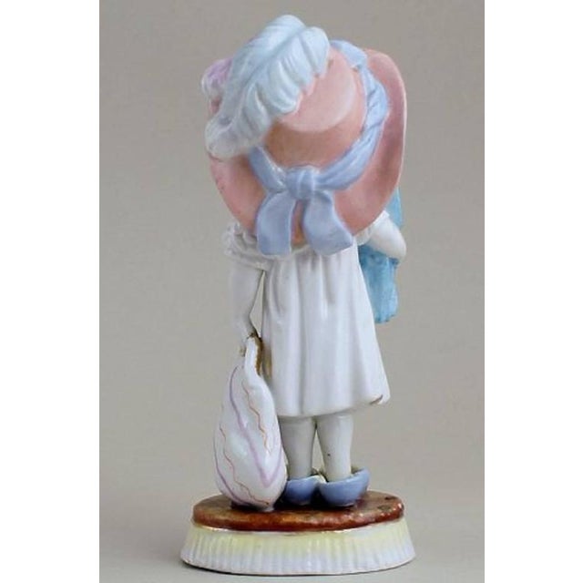 Antique Porcelain Girl with Hat, Bag, and Umbrella Figure by G. Richardi, 1870s For Sale - Image 6 of 8