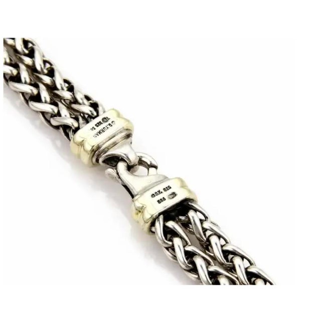 Modern David Yurman Sterling and 14k Gold Double Strand Necklace With Chalcedony Stone For Sale - Image 3 of 8