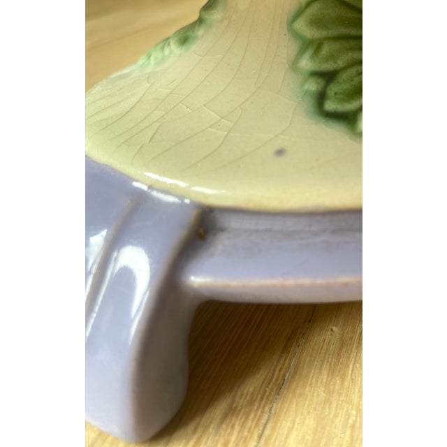 Vanilla 1920s Art Deco Eichwald Czechoslovakia Majolica Footed Cake/Pastry Stand For Sale - Image 8 of 10