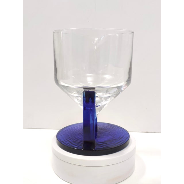 Vintage Postmodern Italian Blue Glass Pitcher, 1970s For Sale - Image 6 of 10