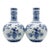 Pair of Vintage Blue & White Porcelain Globular Vases Chinoiserie Pomegranate & Floral Bott For Sale