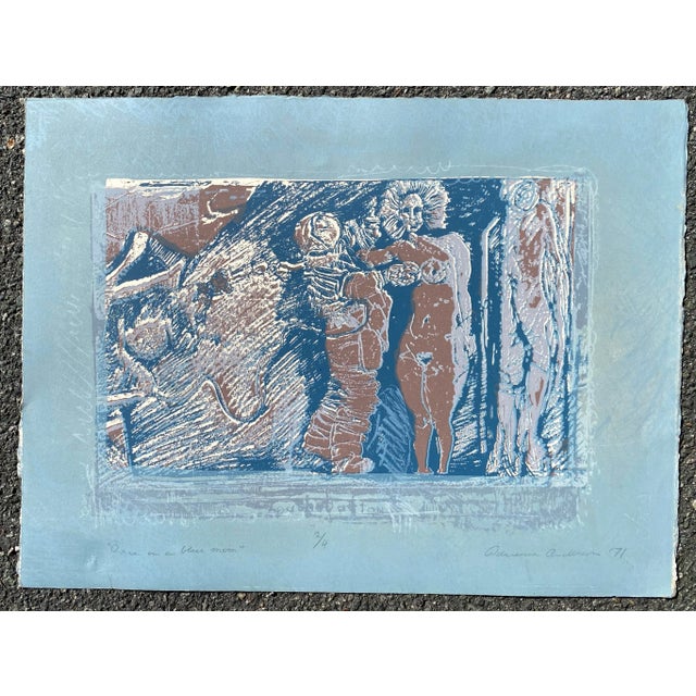 Modern figural litho by Atlanta artist Adrienne Anderson (1949-2020). Anderson earned her MFA from University of Georgia...