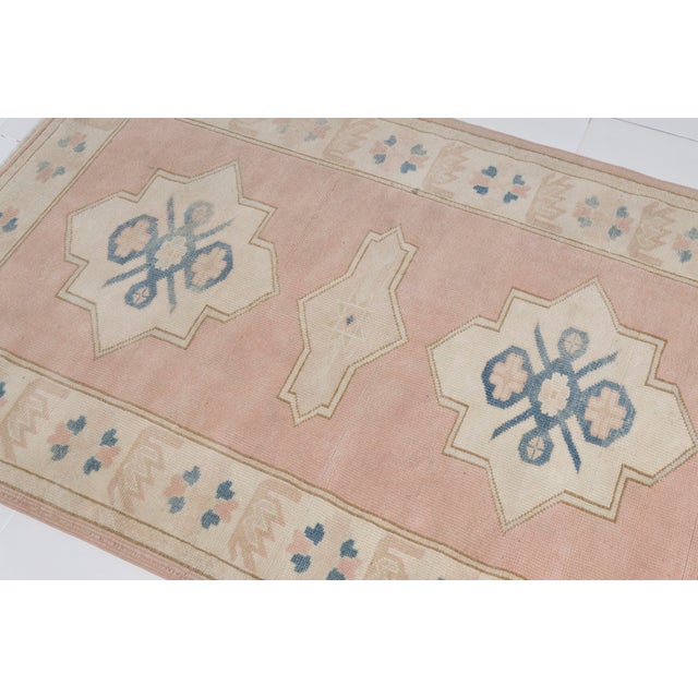 Vintage Low Pile Oushak Carpet For Sale - Image 6 of 9