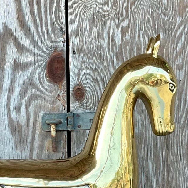 Vintage Regency Polished Brass Horse After Maitland Smith For Sale - Image 11 of 12