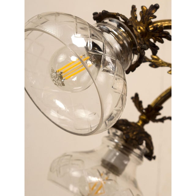 Vintage Art Nouveau Chandelier in Brass and Cut Glass, Italy, 1920s For Sale - Image 4 of 14