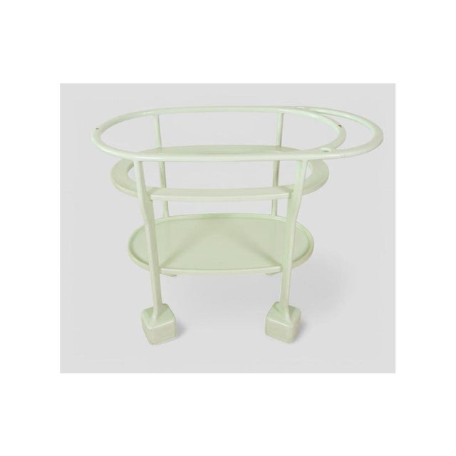 Vintage Art Deco Serving Trolley in Light Green Lacquered Wood, 1930s For Sale - Image 6 of 12
