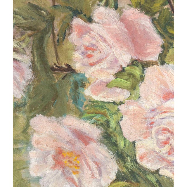 Mid 20th Century American Pink Roses Oil on Canvas Panel, 20th Century For Sale - Image 5 of 7
