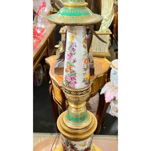 19th Century French Empire Style bronze mounted Porcelain Table Lamps - A Pair For Sale - Image 12 of 12