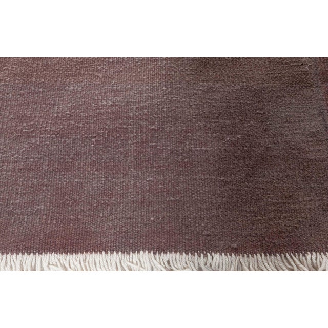Doris Leslie Blau Vintage Indian Dhurrie Blue Brown Runner For Sale - Image 4 of 10