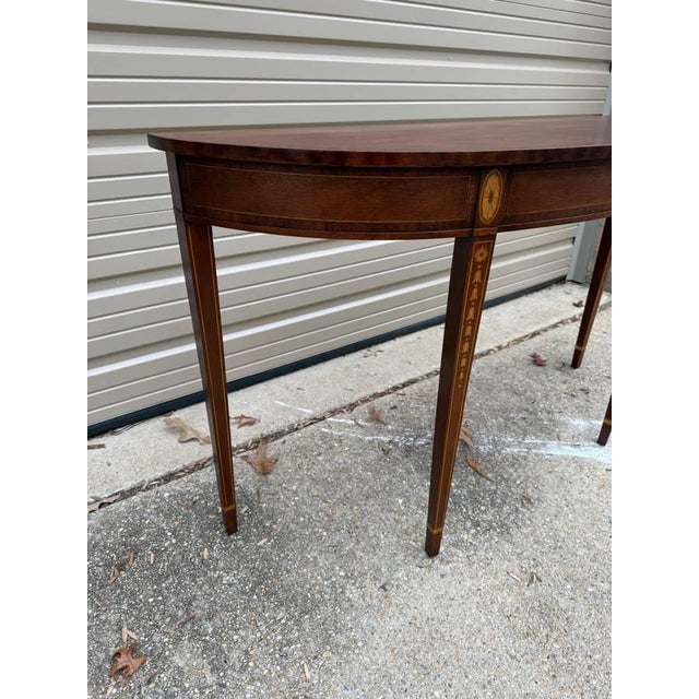 Council Federal Style Mahogany & Satinwood Demilune Console Table For Sale In Washington DC - Image 6 of 12