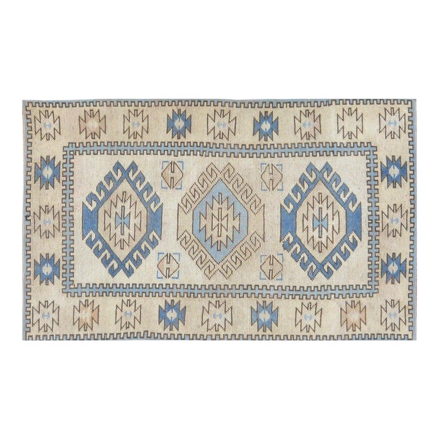 Vintage Turkish Anatolian Hand Knotted Wool Rug, 3'1''x5'1'' For Sale