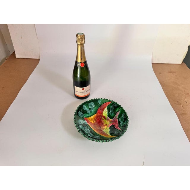 Mid-Century Modern Porcelain Fish Plates in a Fish Shape Green Color France