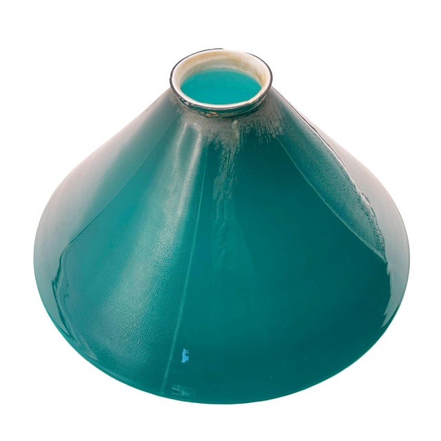 1920s Art Deco Banker/Poker Brass Hanging Ceiling Light W/ 10" Green Glass Shade For Sale - Image 4 of 13
