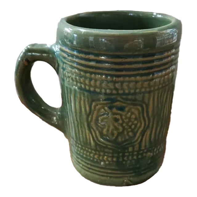 1920's McCoy Green Stoneware Barrel Mug For Sale