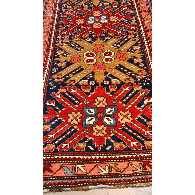 Antique Starburst Design Kazak Rug 4'3" X 9'10" For Sale - Image 12 of 13