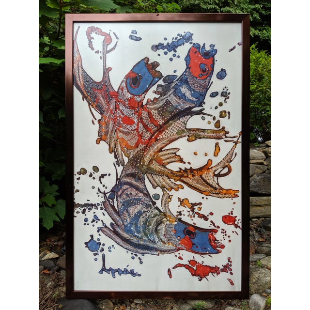 Vintage Silkscreen Asian Koi Fish Abstract Artwork For Sale - Image 12 of 12
