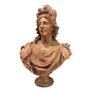 Large Scale 19th Century French Terracotta Bust of a Marianne, Symbol of France For Sale
