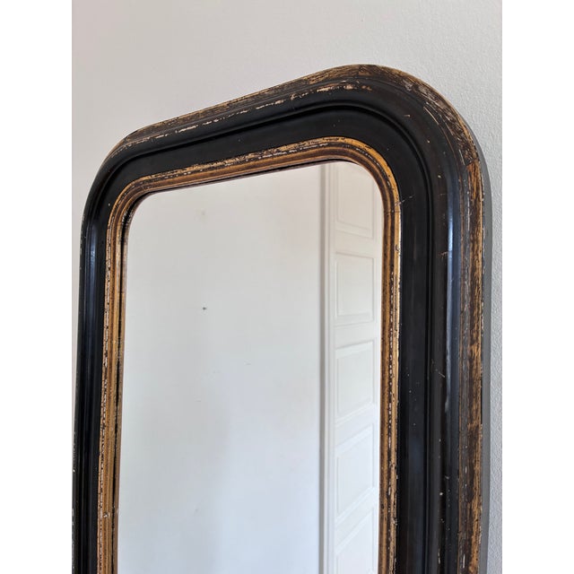Antique French Louis Philippe Full Length Mirror – Black and Gold, Late 19th Century For Sale - Image 4 of 10