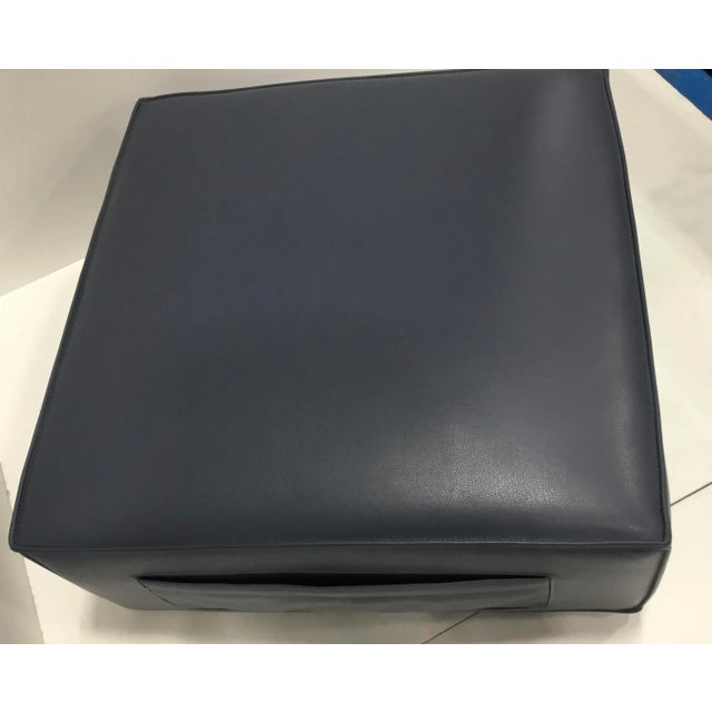 Stylish Modern Slate Leather Pocket Ottoman, good cocktail ottoman