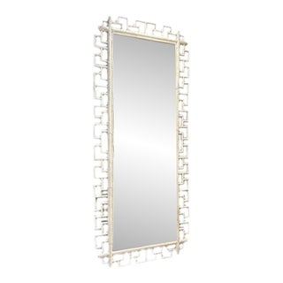 Large Rectangular Mirror With Geometric Greek Key Frame For Sale