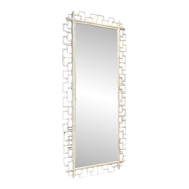 Large Rectangular Mirror With Geometric Greek Key Frame For Sale