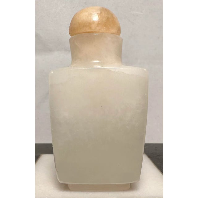 Antique White Jade Art Deco Snuff Bottle With Stopper & Spoon For Sale - Image 11 of 12