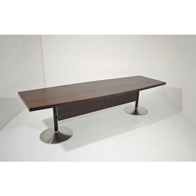 Metal Vintage Conference Table in Wood and Steel, 1970s For Sale - Image 7 of 18