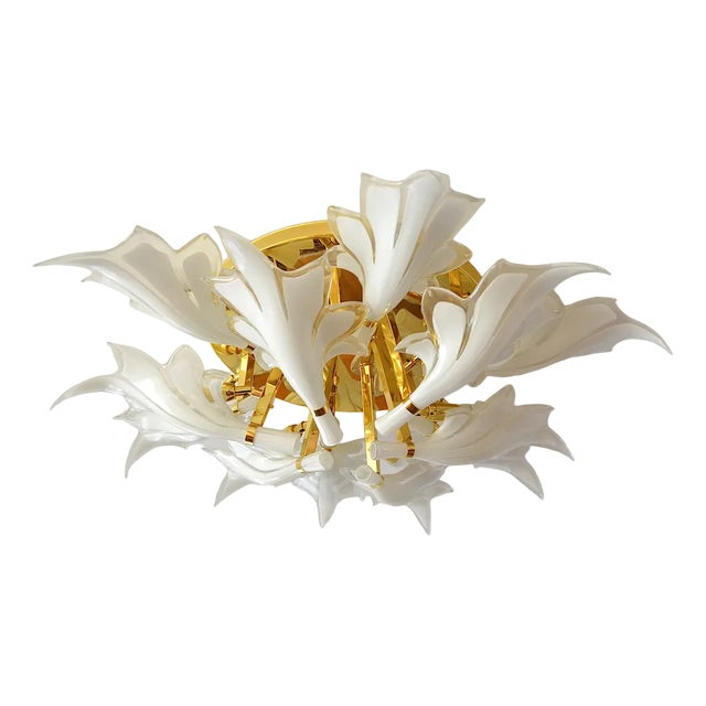 Royal Murano Glass Flush Mount attributed to Franco Luce for Seguso, 1970s For Sale