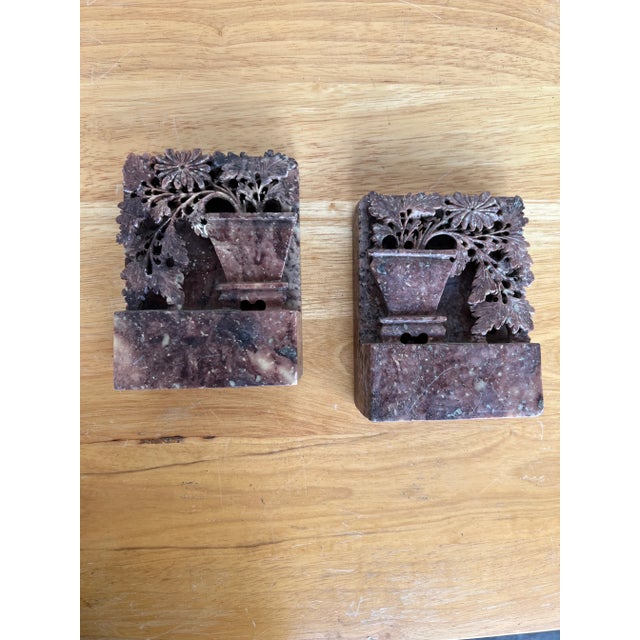 Hand Carved Soapstone Asian Bookends - A Pair For Sale - Image 11 of 11