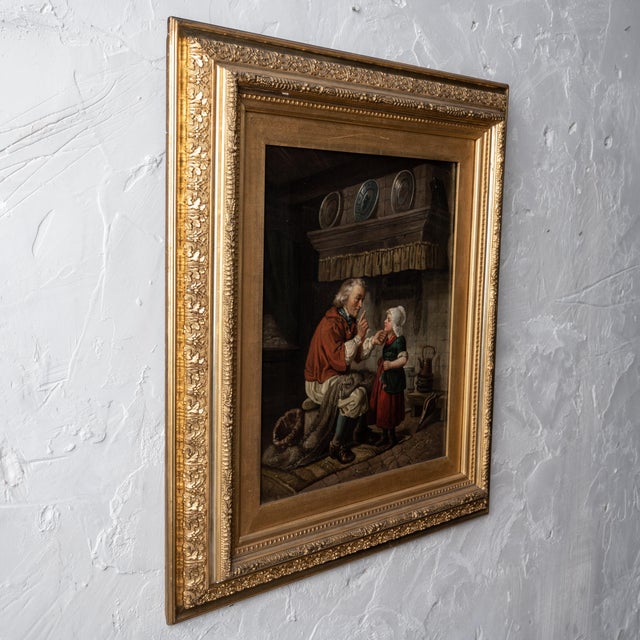 Traditional German Genre Painting Doctor’s Visit, 19th Century For Sale - Image 3 of 5