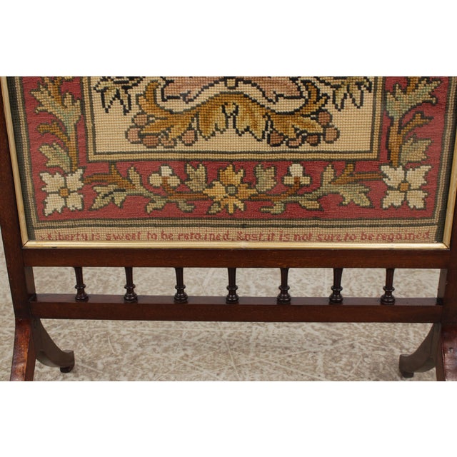 Wood Antique English Mahogany Needlepoint For Sale - Image 7 of 16