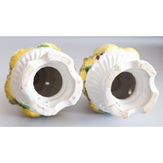 Vintage Italian Majolica Lemon Topiary Centerpieces - A Pair For Sale - Image 10 of 13